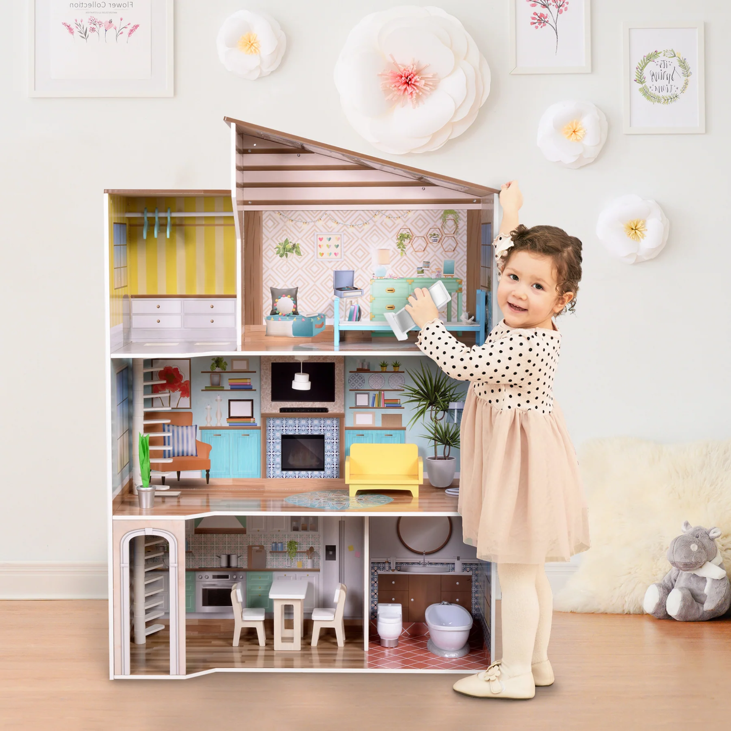 Doll House Modern Loft Wooden Dollhouse Playset