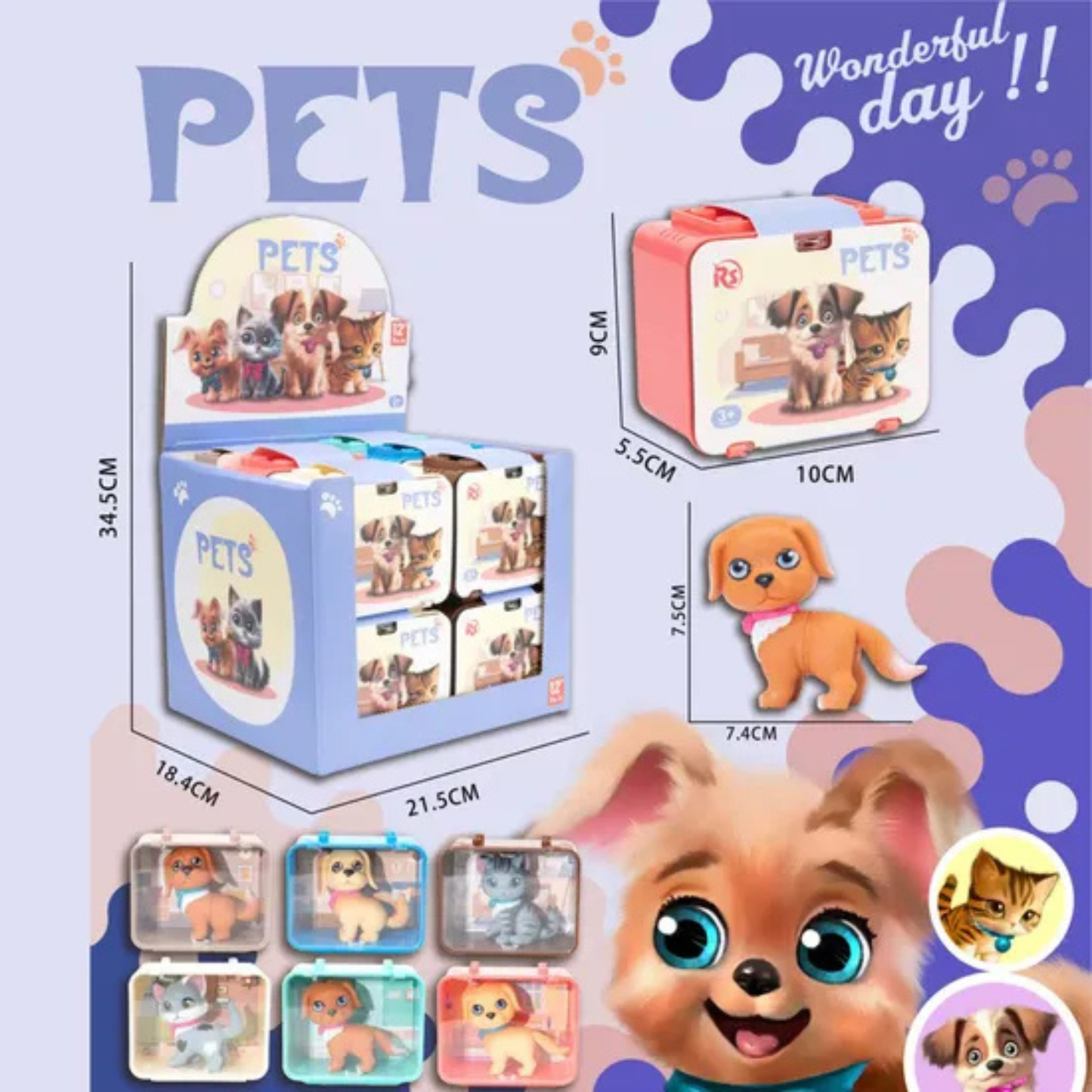 Pets Figures - Light Brown Dog Collectible Toy Set (RS Edition)