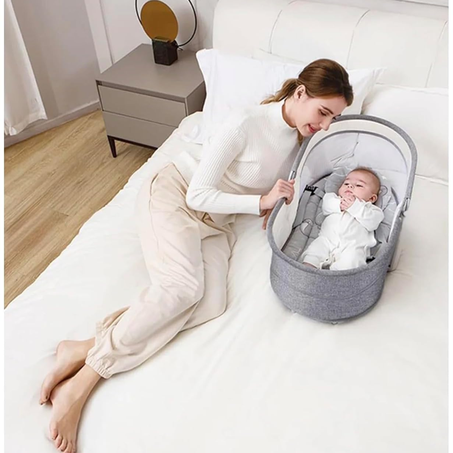 Mastela Deluxe Multi-Functional Bassinet – Premium Comfort in Sophisticated Dark Grey