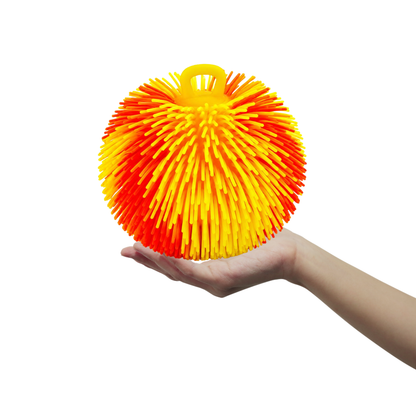 Puffer Ball – Tactile Sensory Squeeze Toy with Finger Loop (Red Pink)