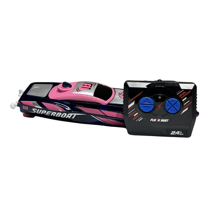 Waterproof 2.4GHz Remote Control High-Speed Racing Speedboat with LED Lights for Kids