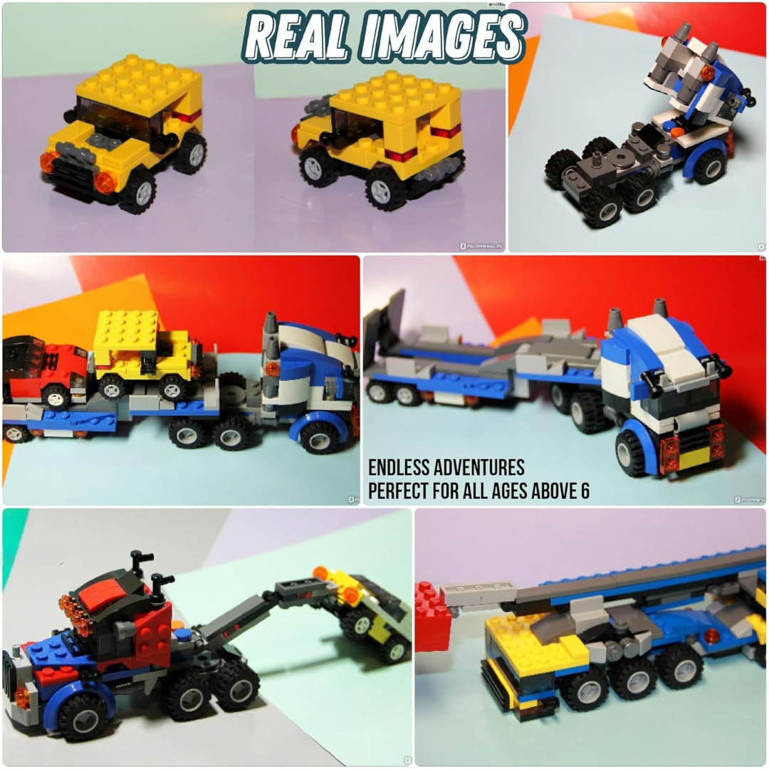 Architect 3 in 1 Jeep, Car & Truck Vehicle Toys | Transporter Building Brick Block for Kids | Stem Educational Learning Die Toys for Kids | Creative Construction Toy (264 Pcs)