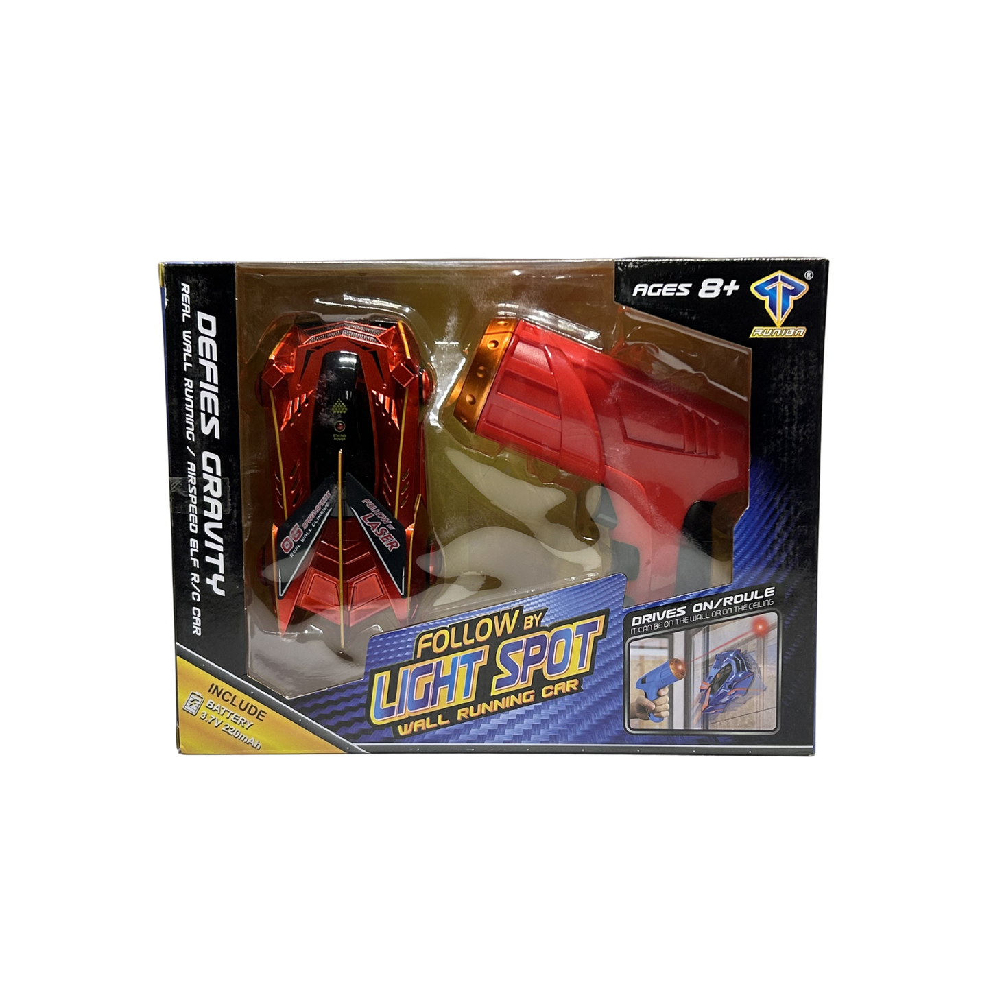 Follow Light Spot Wall Running Car Toy with Infrared Light Controller