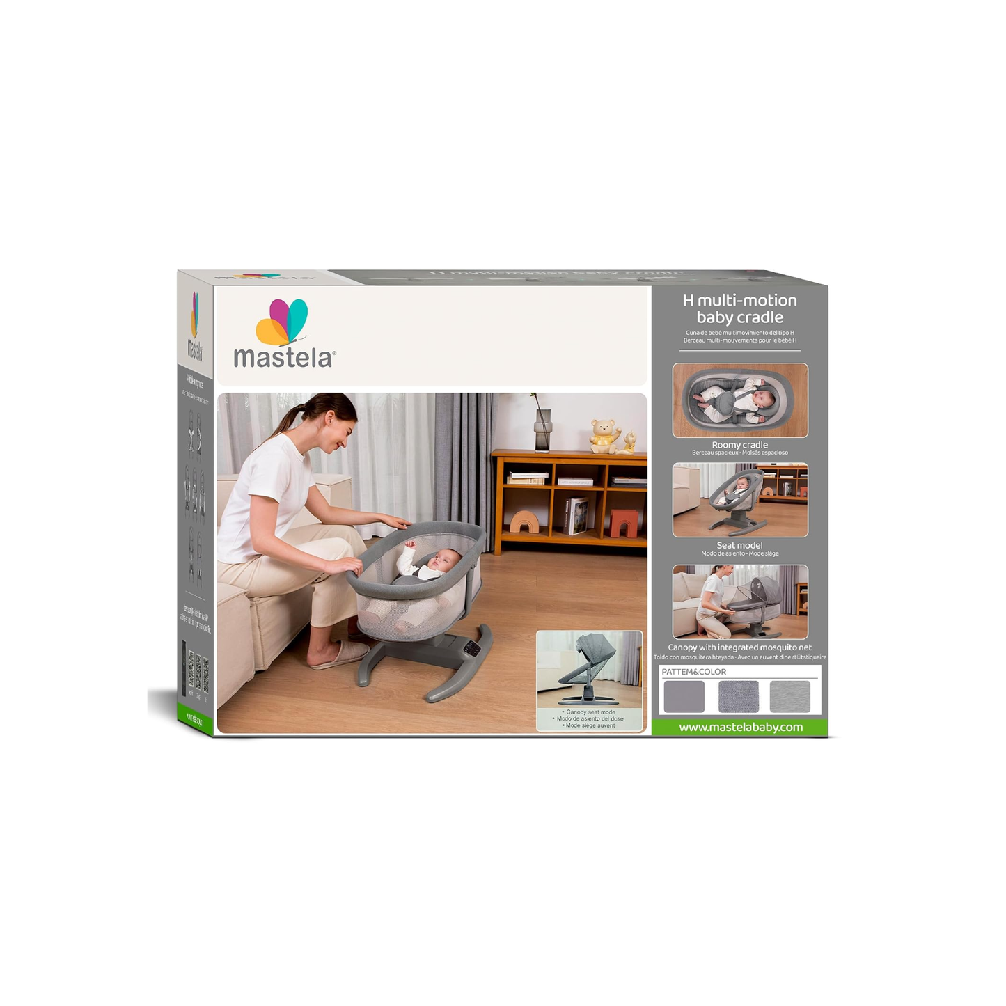 Mastela Multi-Motion Baby Cradle – Interactive Comfort in Sophisticated Grey