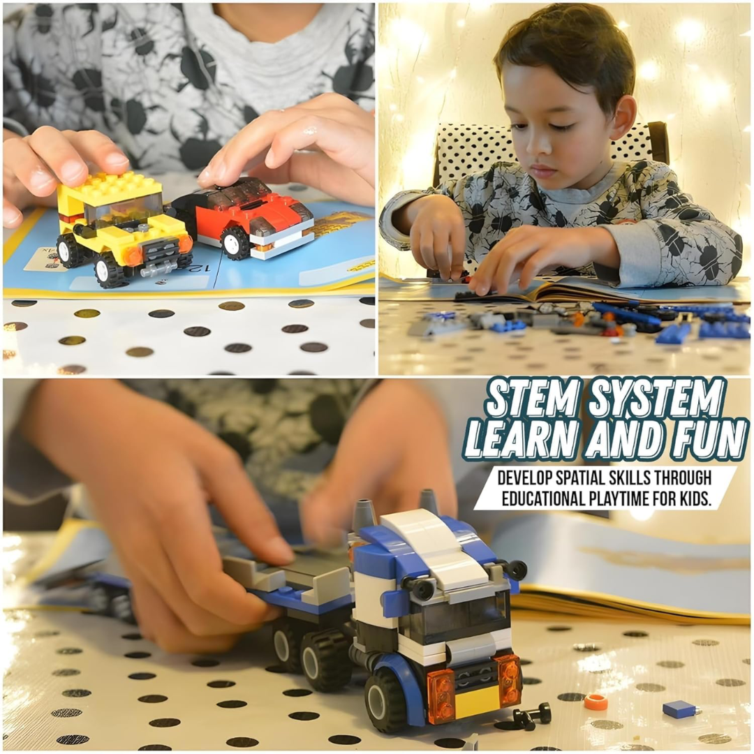 Architect 3 in 1 Jeep, Car & Truck Vehicle Toys | Transporter Building Brick Block for Kids | Stem Educational Learning Die Toys for Kids | Creative Construction Toy (264 Pcs)