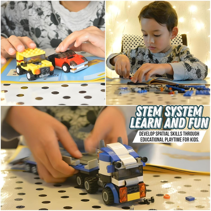 Architect 3 in 1 Jeep, Car & Truck Vehicle Toys | Transporter Building Brick Block for Kids | Stem Educational Learning Die Toys for Kids | Creative Construction Toy (264 Pcs)