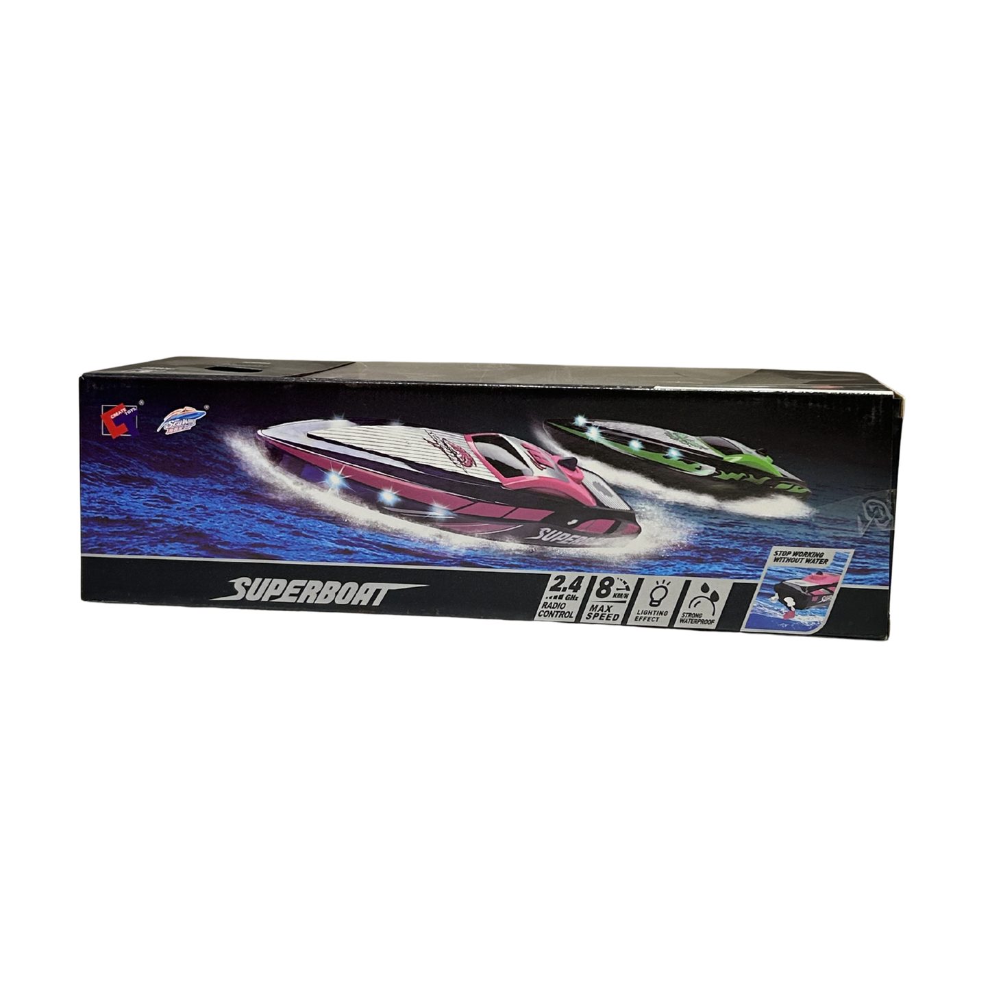 Waterproof 2.4GHz Remote Control High-Speed Racing Speedboat with LED Lights for Kids