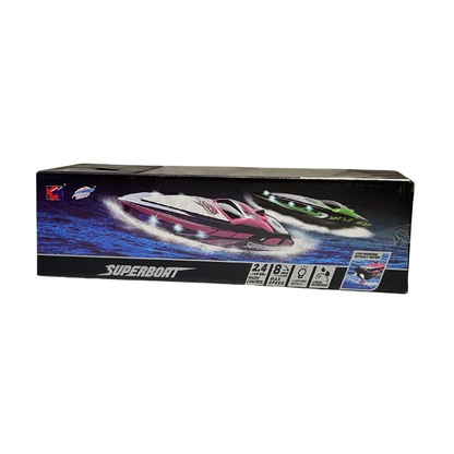 Waterproof 2.4GHz Remote Control High-Speed Racing Speedboat with LED Lights for Kids