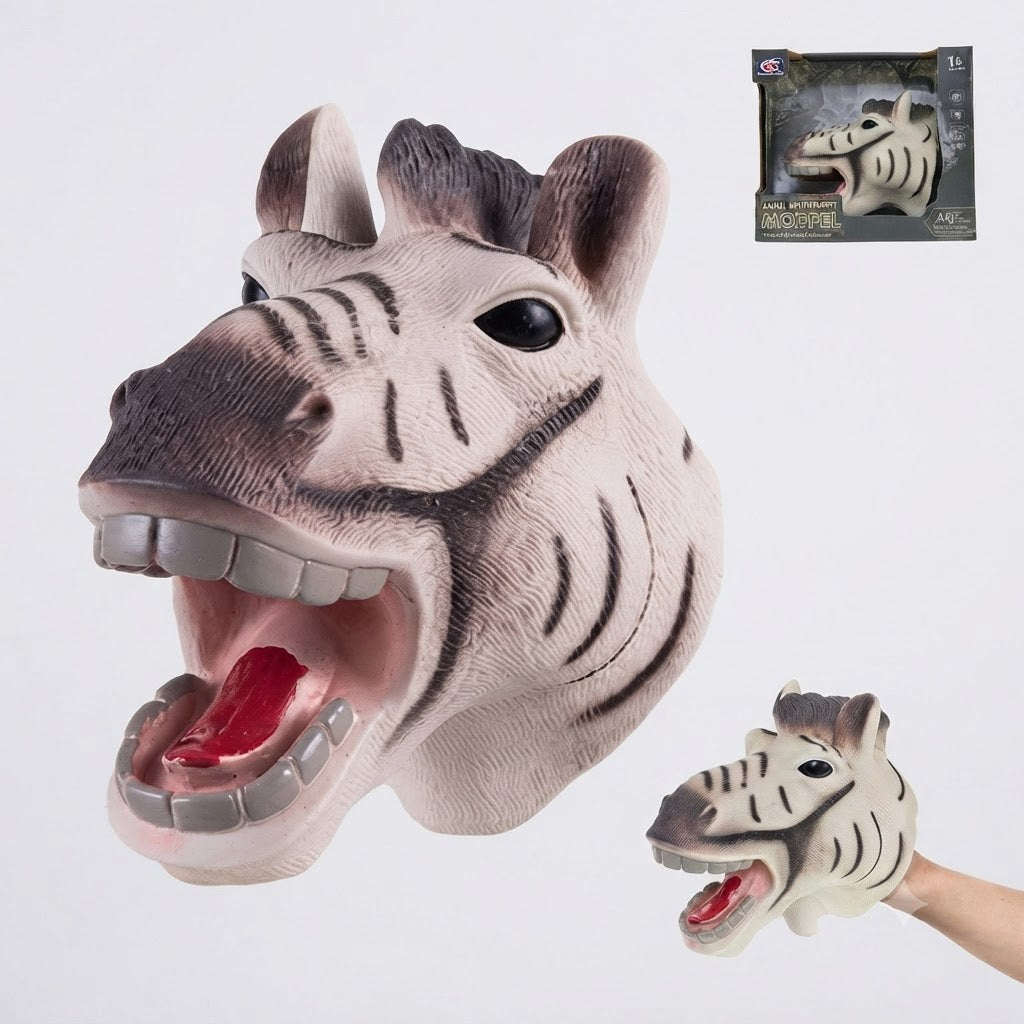 Zhongjieming Realistic Zebra Head Hand Puppet – Interactive Soft Rubber Toy