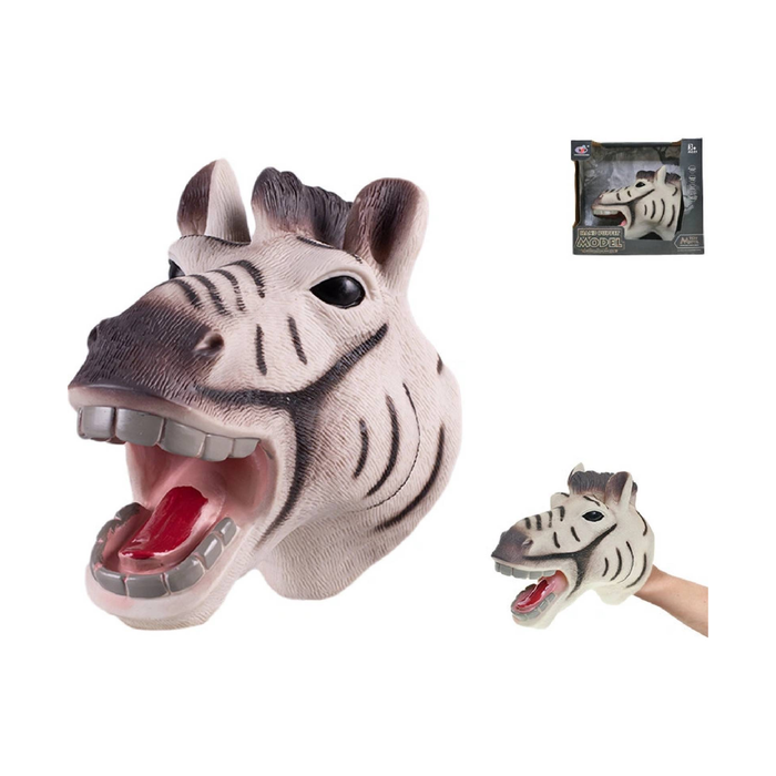 Zhongjieming Realistic Zebra Head Hand Puppet – Interactive Soft Rubber Toy
