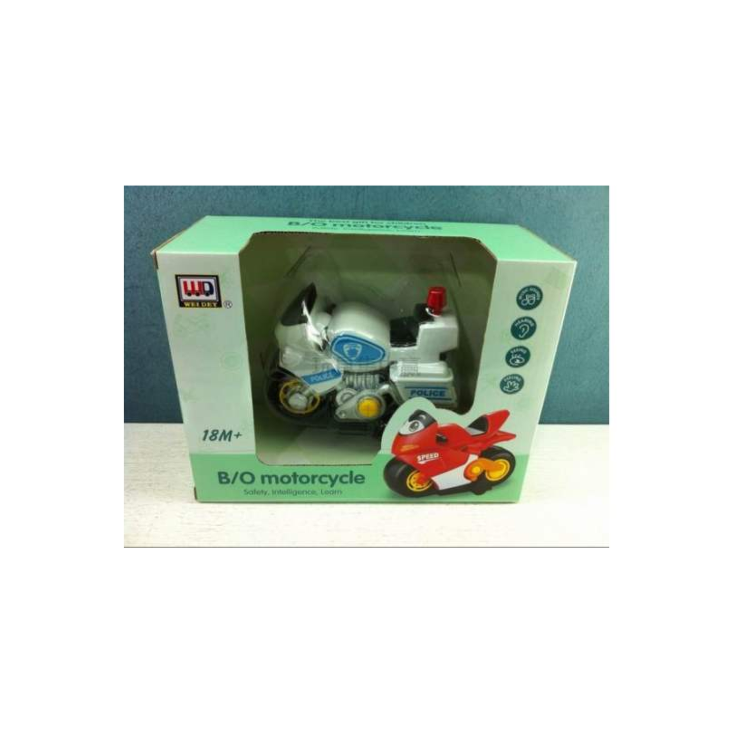 Wei Dey Battery-Operated (B/O) Police Toy Motorcycle (White)