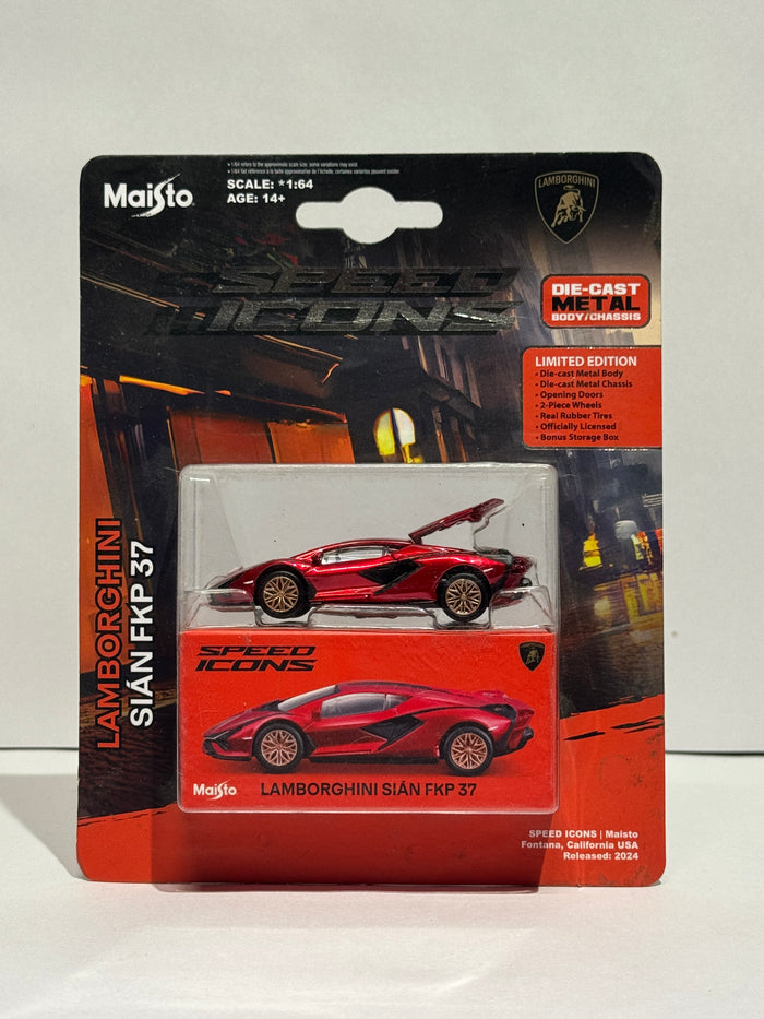 Lamborghini Sian FKP 37 Red Die-Cast Model Car | Premium Hybrid Supercar Collectible Toy