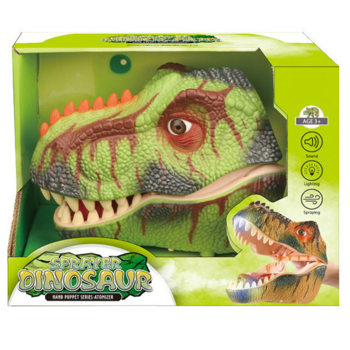 ZHONGJIEMING Green Sprayer Dinosaur Hand Puppet | Soft Plush Dinosaur Puppet Toy for Kids