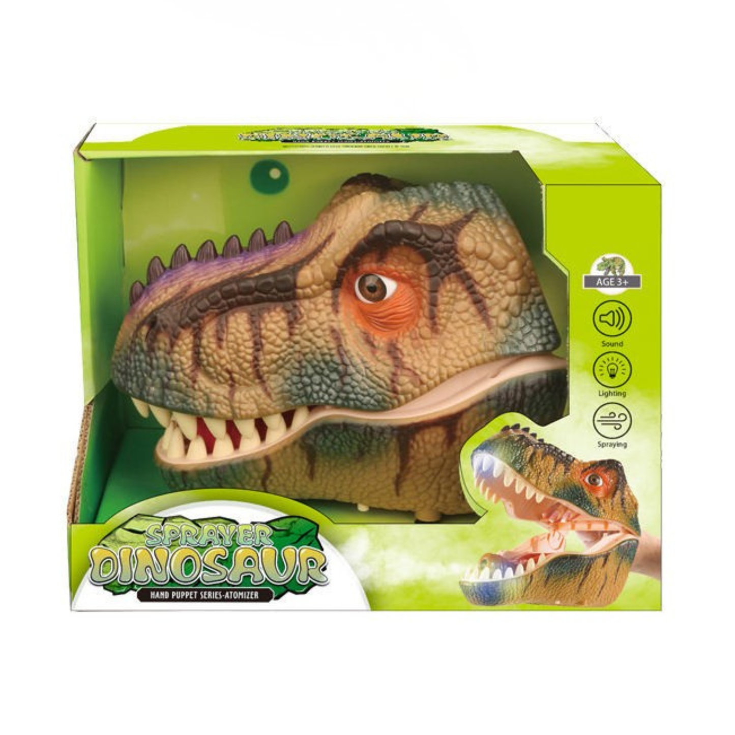 ZHONGJIEMING Brown Sprayer Dinosaur Hand Puppet | Soft Plush Dinosaur Puppet Toy for Kids