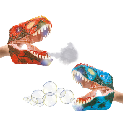 ZHONGJIEMING Blue Dinosaur Bubble Hand Puppet | Plush Bubble Dinosaur Hand Puppet Toy for Kids