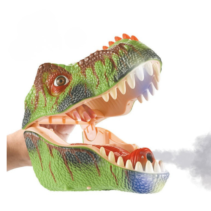 ZHONGJIEMING Green Sprayer Dinosaur Hand Puppet | Soft Plush Dinosaur Puppet Toy for Kids