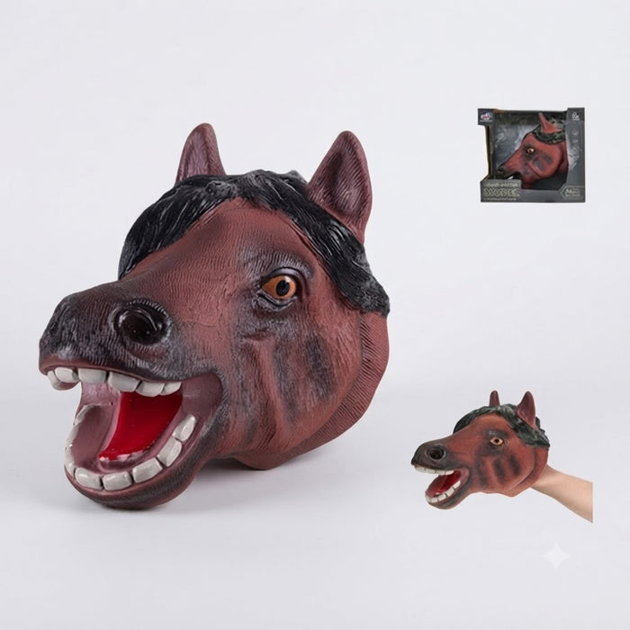 Zhongjieming Realistic Horse Head Hand Puppet – Interactive Soft Rubber Toy